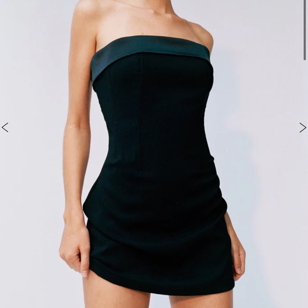 With Jean Black Strapless Mini Dress